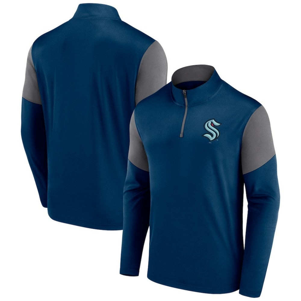 Seattle Kraken Fanatics Logo Quarter-Zip Top - Deep Sea Blue - NHL 5022445