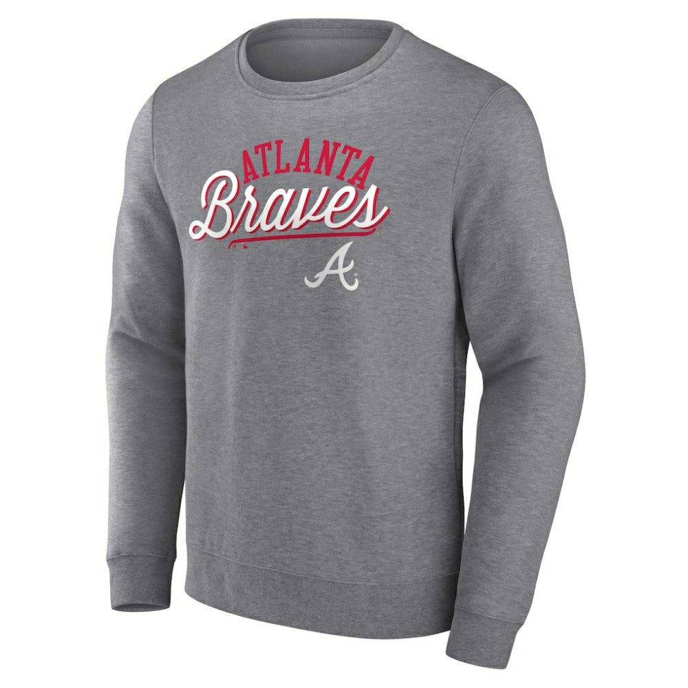 Atlanta Braves Fanatics Simplicity Pullover Sweatshirt - Heather Gray - Fanatics Lifestyle
