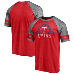 Minnesota Twins Fanatics Utility Two-Stripe Raglan Tri-Blend T-Shirt - Heather Red - Fanatics Sale