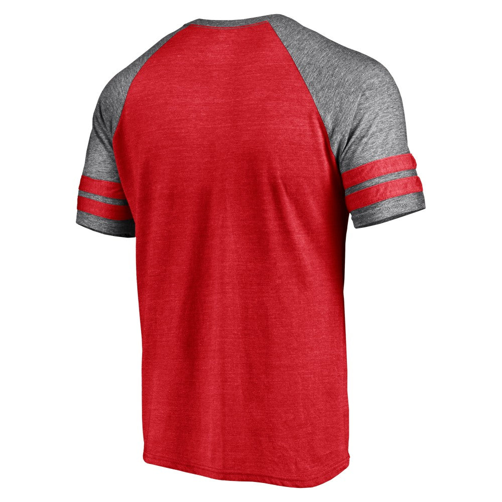 Minnesota Twins Fanatics Utility Two-Stripe Raglan Tri-Blend T-Shirt - Heather Red - Fanatics Sale