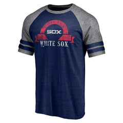 Chicago White Sox Fanatics Utility Two-Stripe Raglan Tri-Blend T-Shirt - Heather Navy - Fanatics Discount