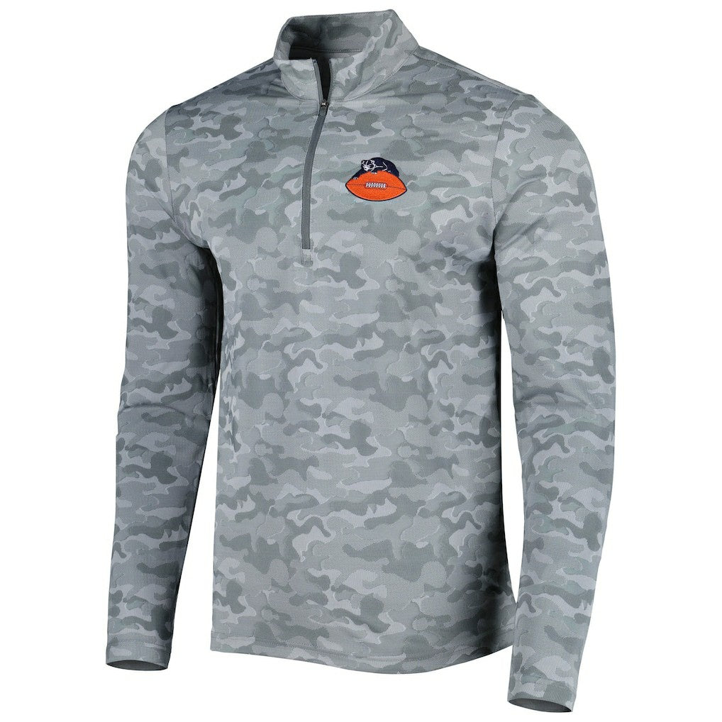 Chicago Bears Antigua Brigade Throwback Quarter-Zip Top Gray