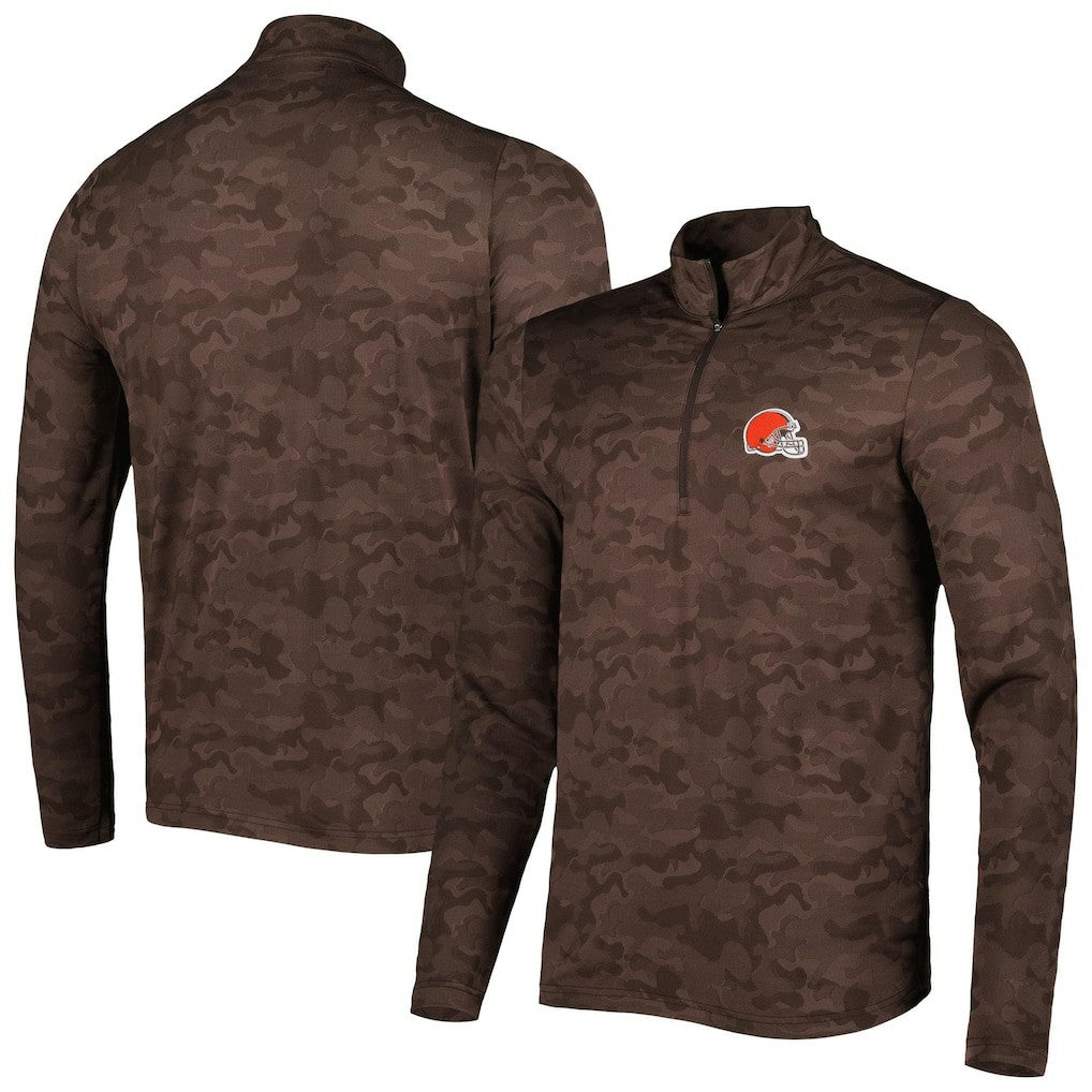 Cleveland Browns Antigua Brigade Quarter-Zip Sweatshirt Brown