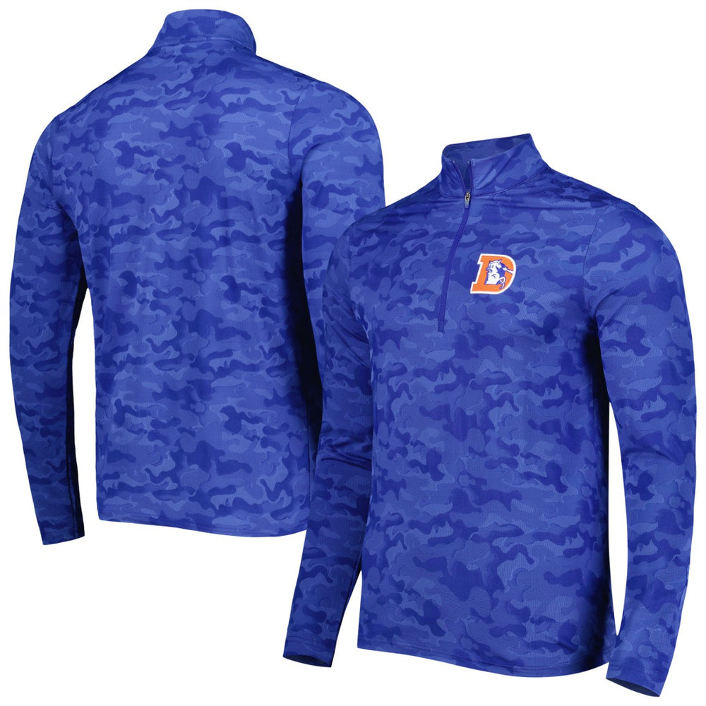 Denver Broncos Antigua Brigade Throwback Quarter-Zip Top Royal