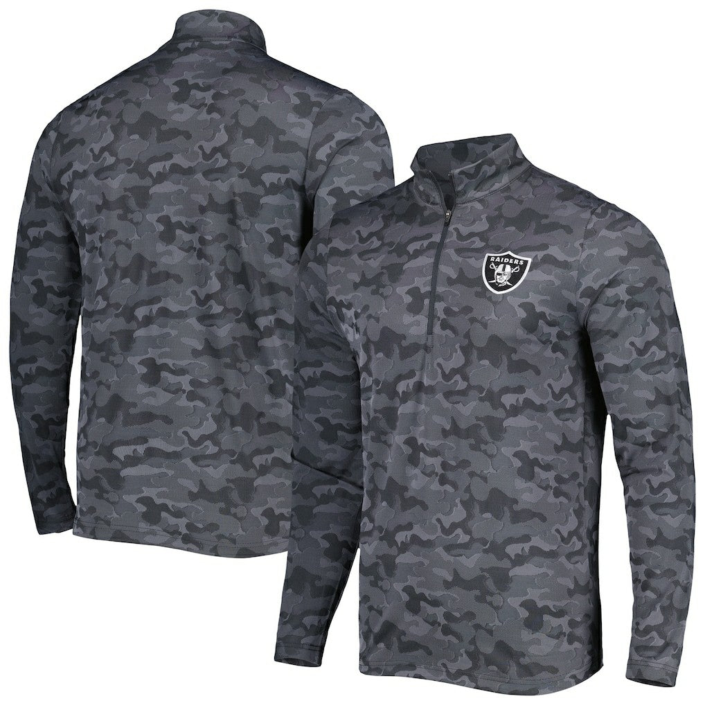 Las Vegas Raiders Antigua Brigade Quarter-Zip Sweatshirt Black