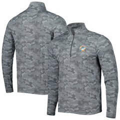 Miami Dolphins Antigua Brigade Throwback Quarter-Zip Top Gray