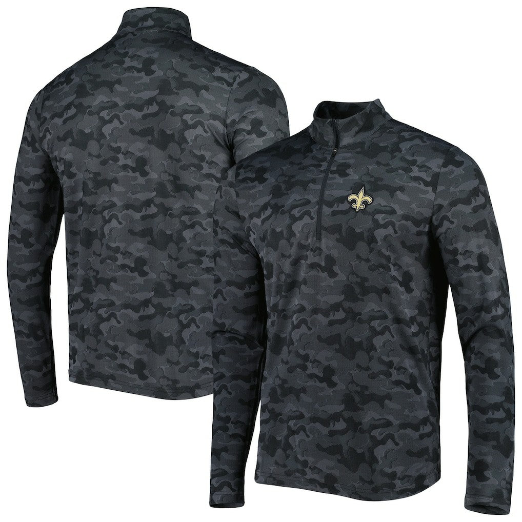 New Orleans Saints Antigua Brigade Quarter-Zip Sweatshirt Black