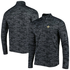 New Orleans Saints Antigua Brigade Quarter-Zip Sweatshirt Black