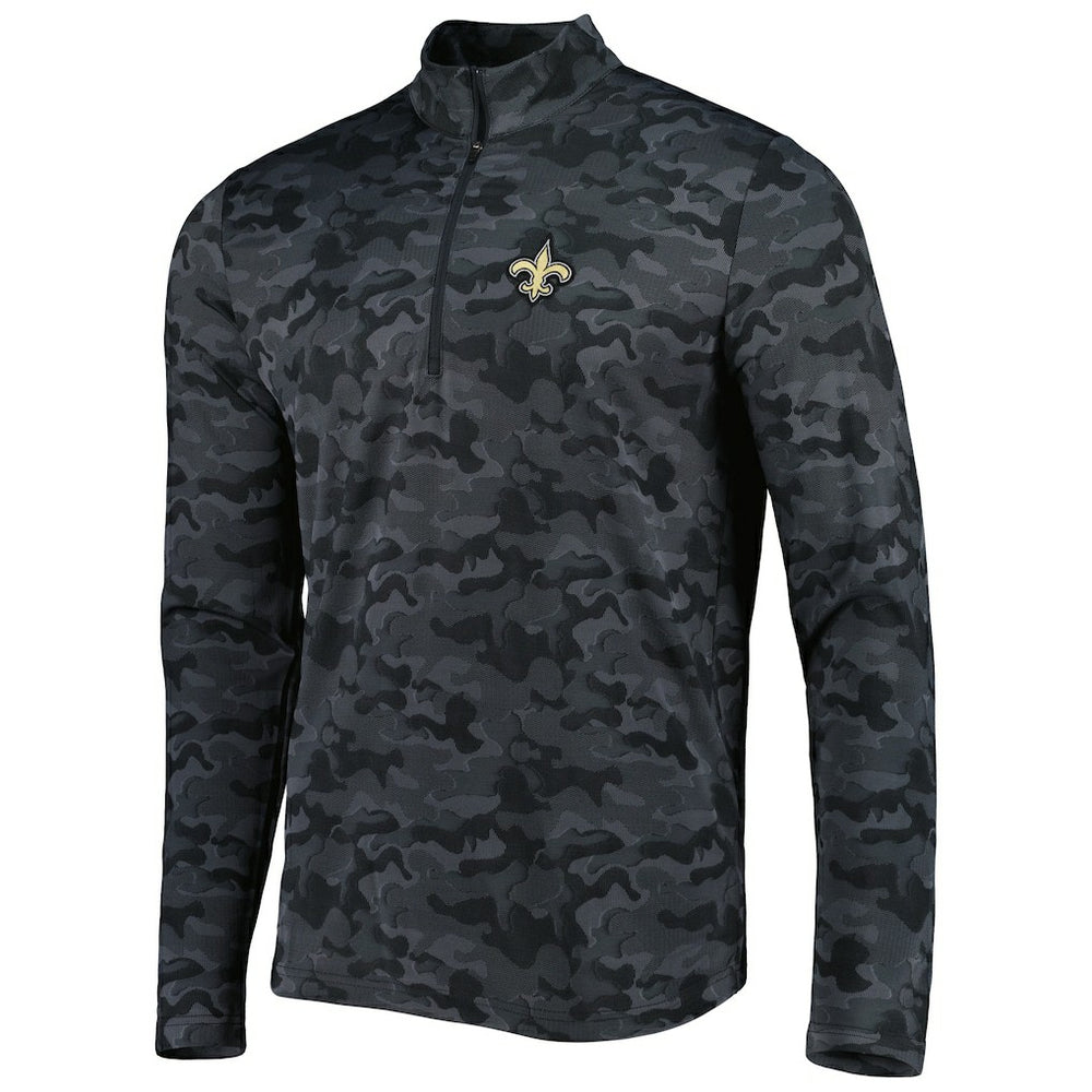 New Orleans Saints Antigua Brigade Quarter-Zip Sweatshirt Black
