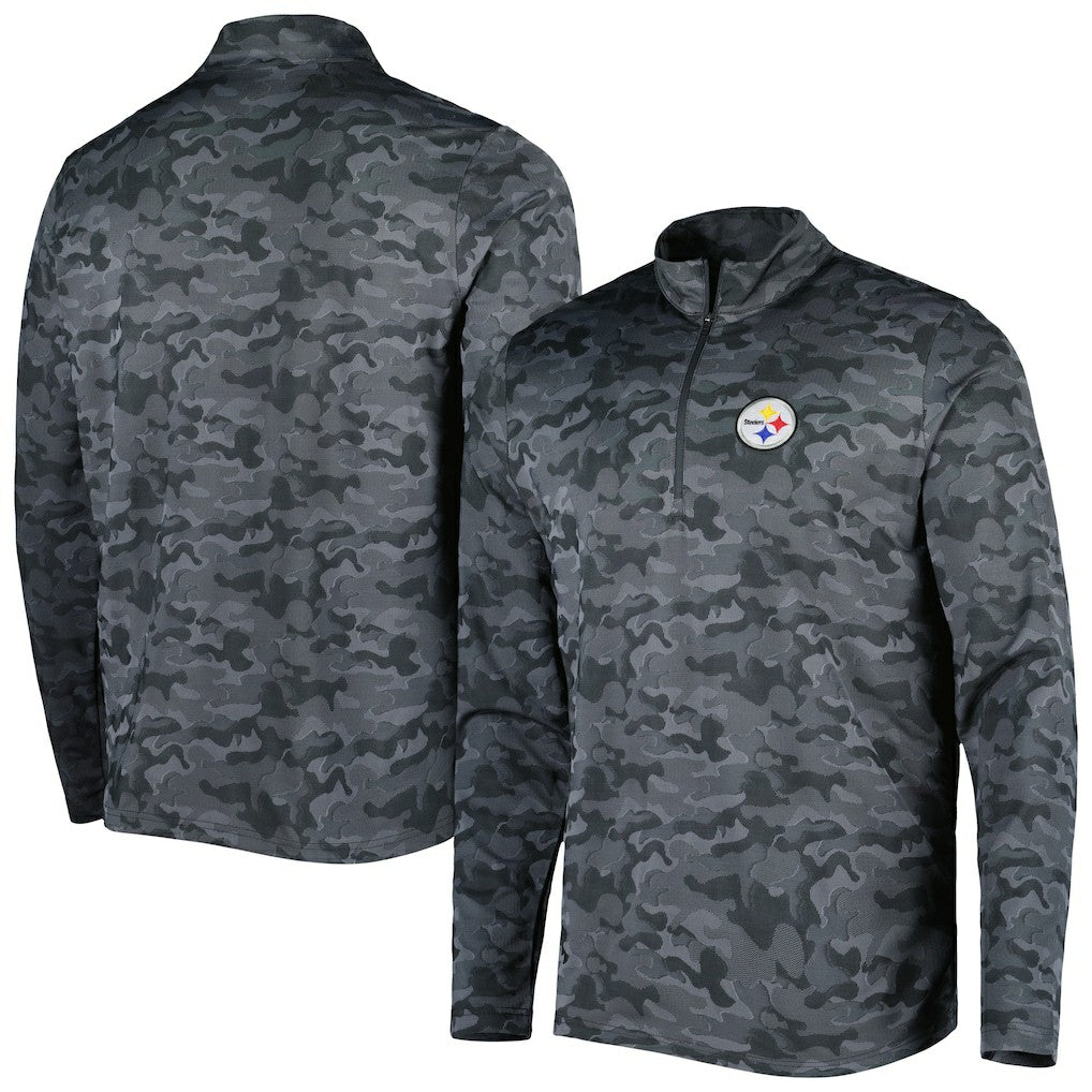 Pittsburgh Steelers Antigua Brigade Quarter-Zip Sweatshirt Black