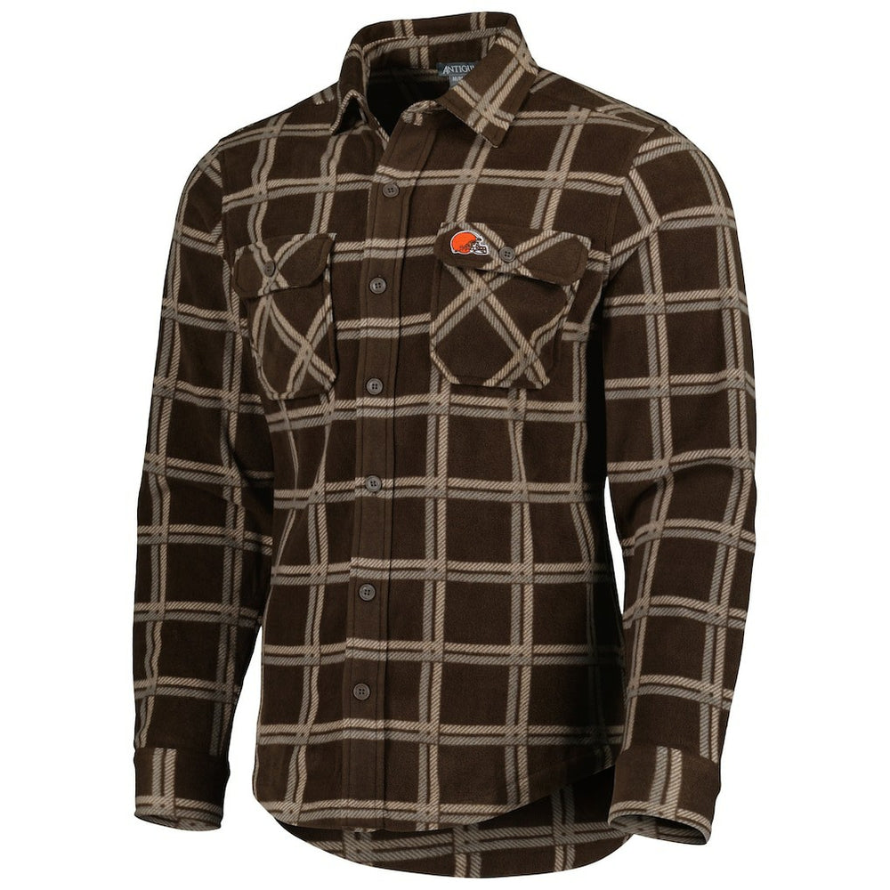 Cleveland Browns Antigua Industry Flannel Button-Up Shirt Jacket Brown