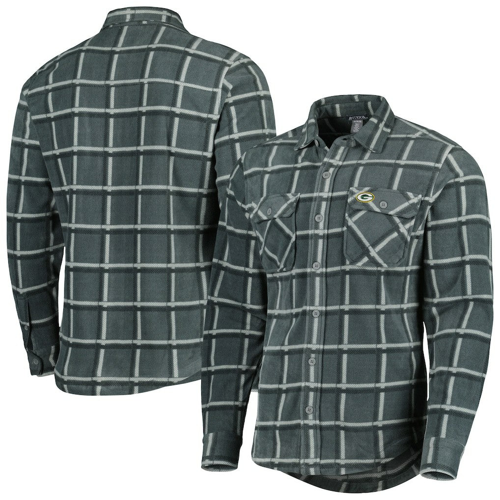 Green Bay Packers Antigua Industry Flannel Button-Up Shirt Jacket Gray