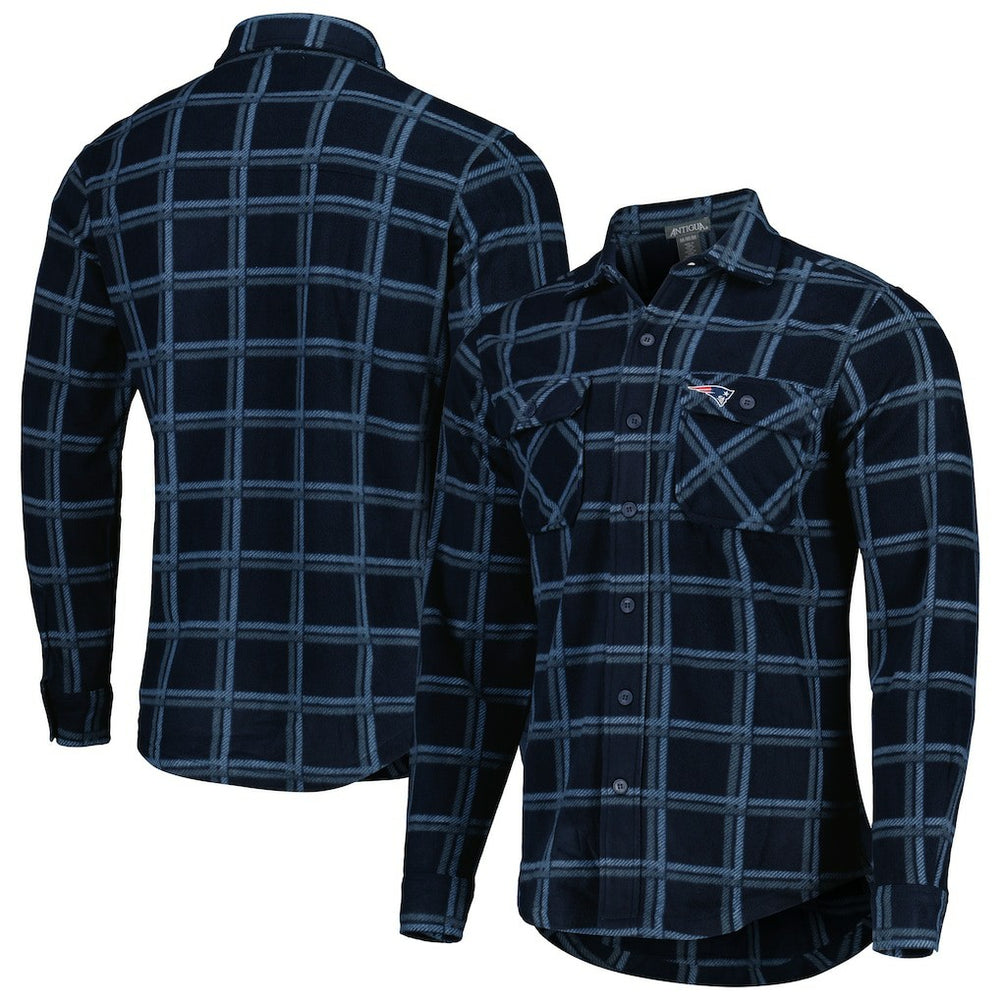 New England Patriots Antigua Industry Flannel Button-Up Shirt Jacket Navy