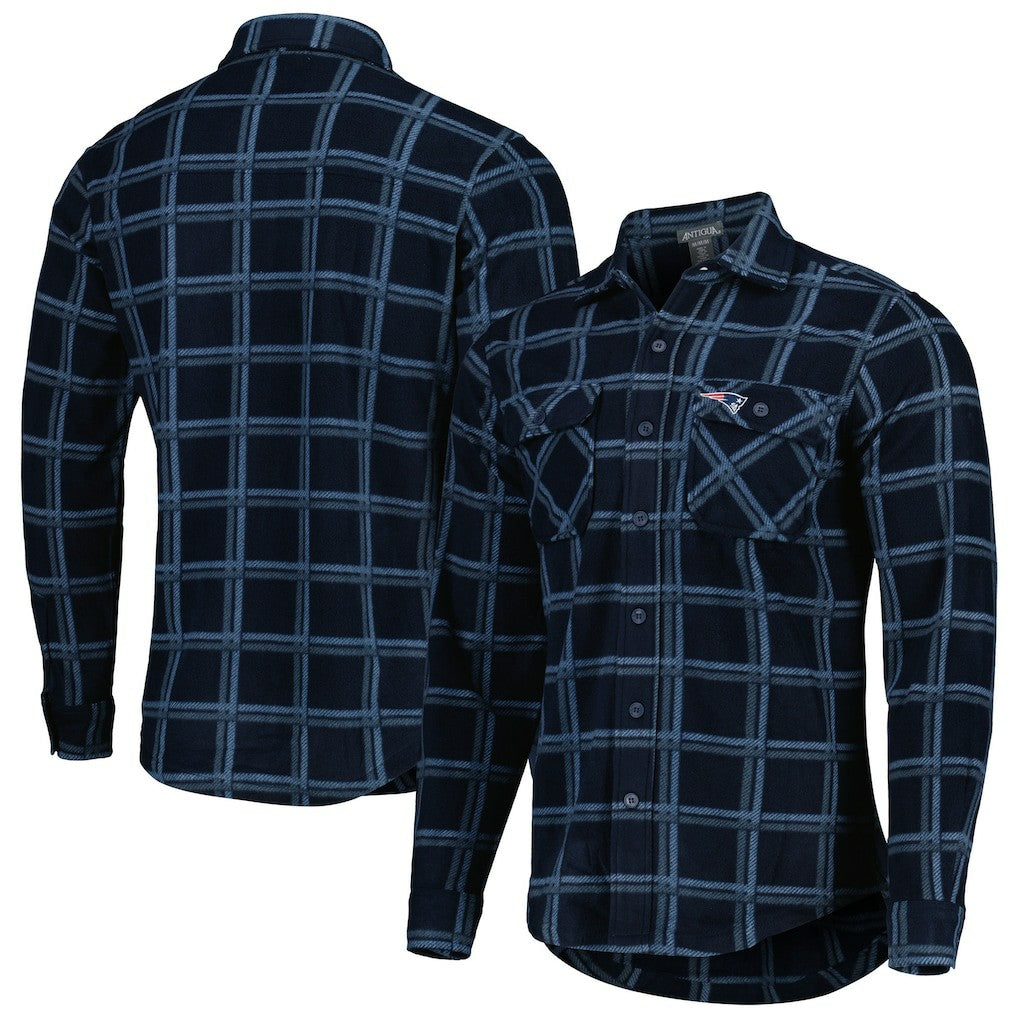 New England Patriots Antigua Industry Flannel Button-Up Shirt Jacket Navy