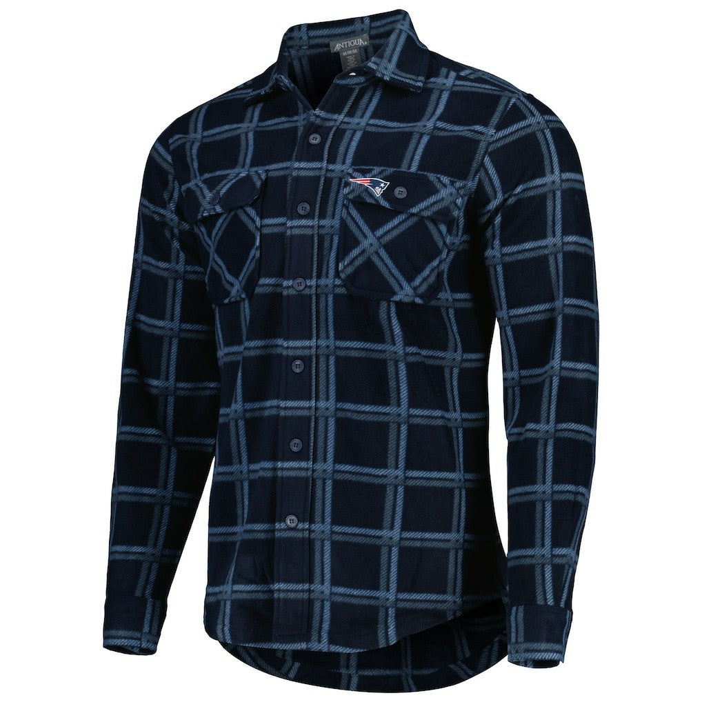 New England Patriots Antigua Industry Flannel Button-Up Shirt Jacket Navy