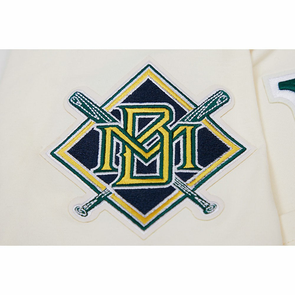 Milwaukee Brewers Pro Standard Cooperstown Collection Old English T-Shirt - Cream - MLB Discount