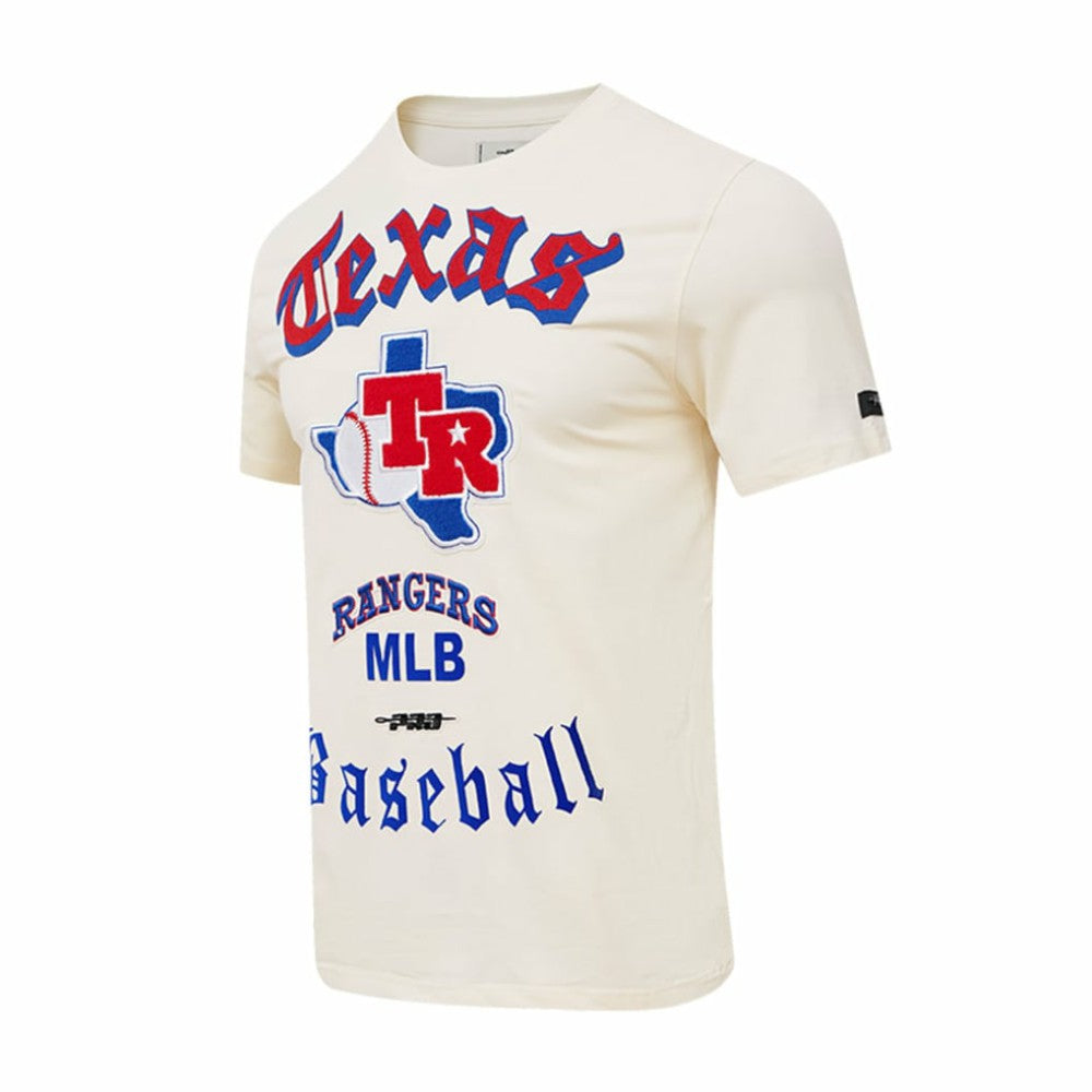 Texas Rangers Pro Standard Cooperstown Collection Old English T-Shirt - Cream - MLB Sale