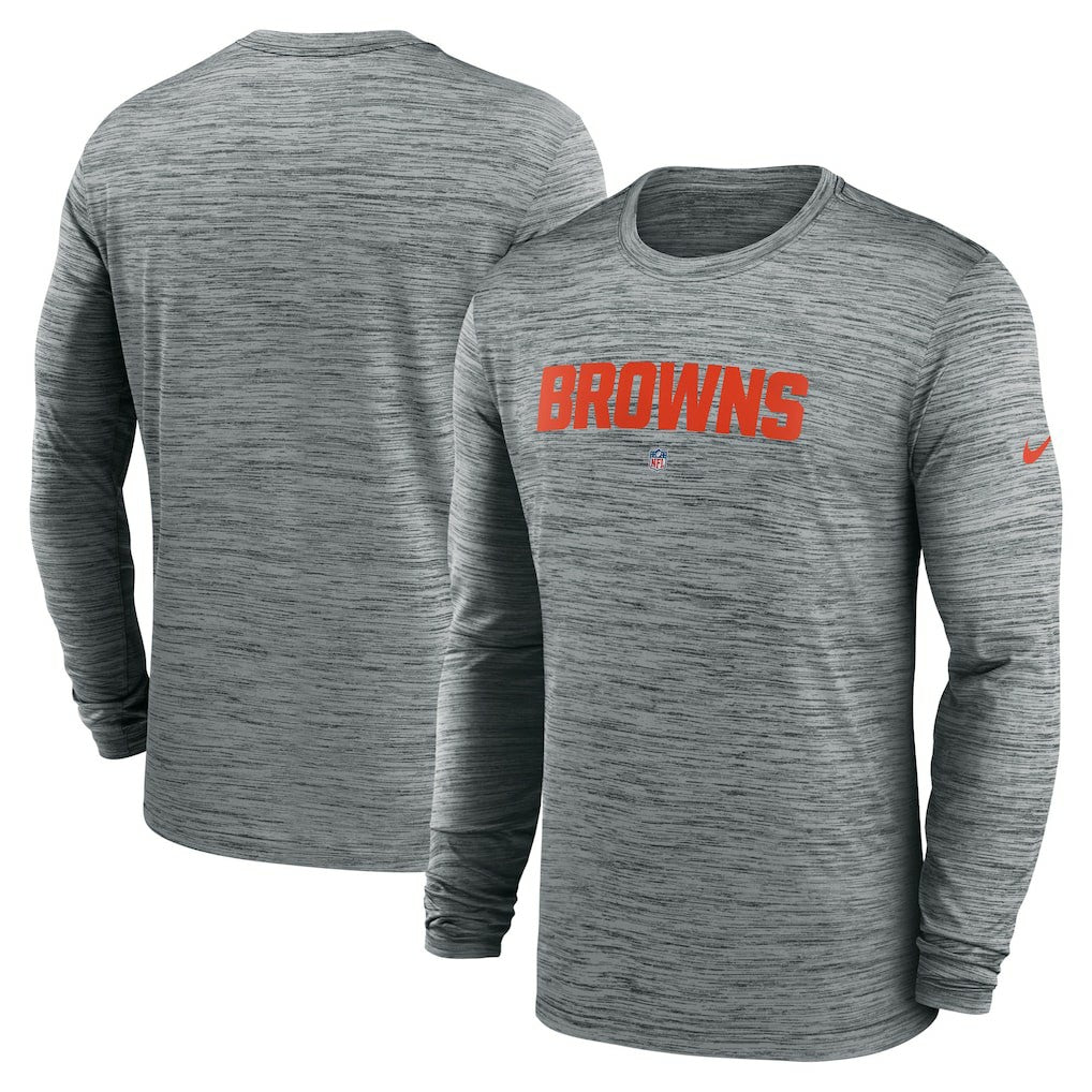 Nike Cleveland Browns Sideline Team Velocity Performance Long Sleeve T-Shirt Heather Gray