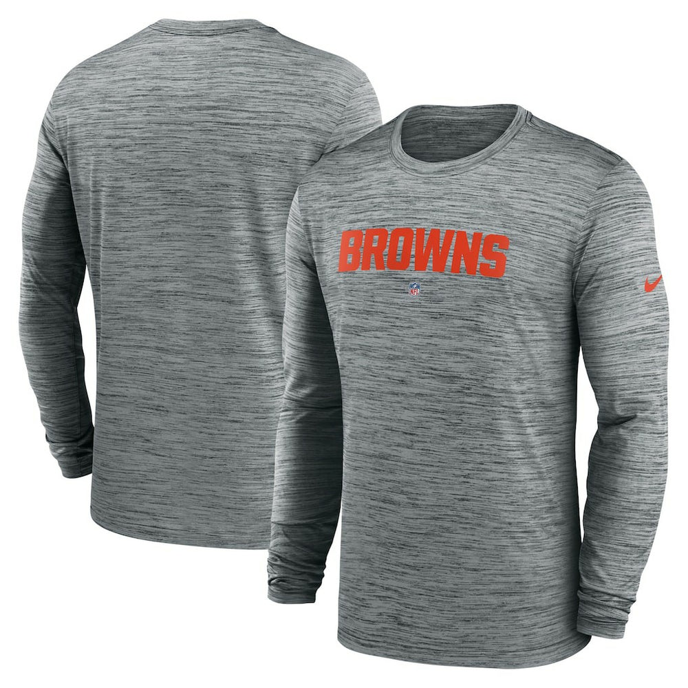 Nike Cleveland Browns Sideline Team Velocity Performance Long Sleeve T-Shirt Heather Gray