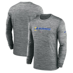Nike Los Angeles Rams Sideline Team Velocity Performance Long Sleeve T-Shirt Heather Gray