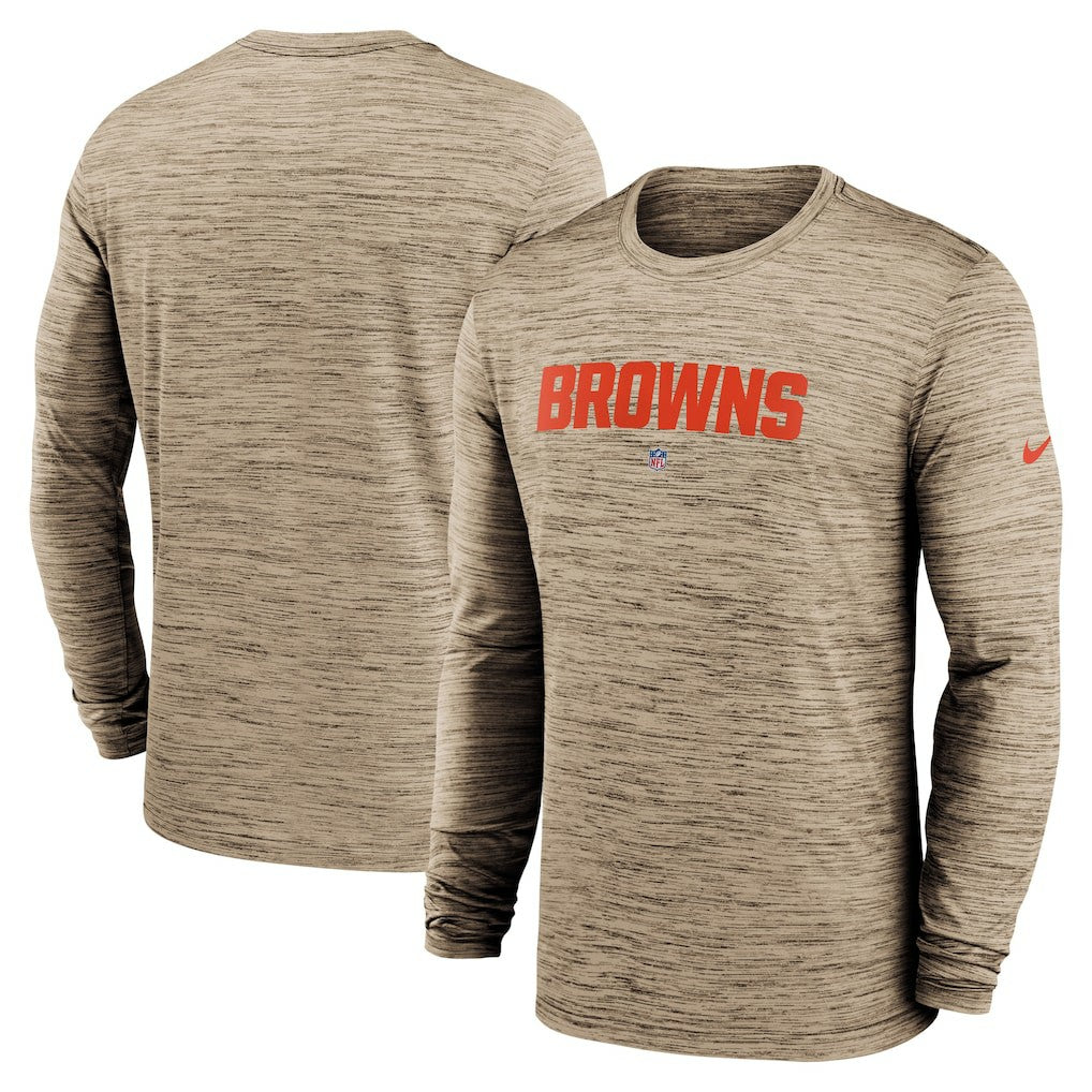 Nike Cleveland Browns Sideline Team Velocity Performance Long Sleeve T-Shirt Brown