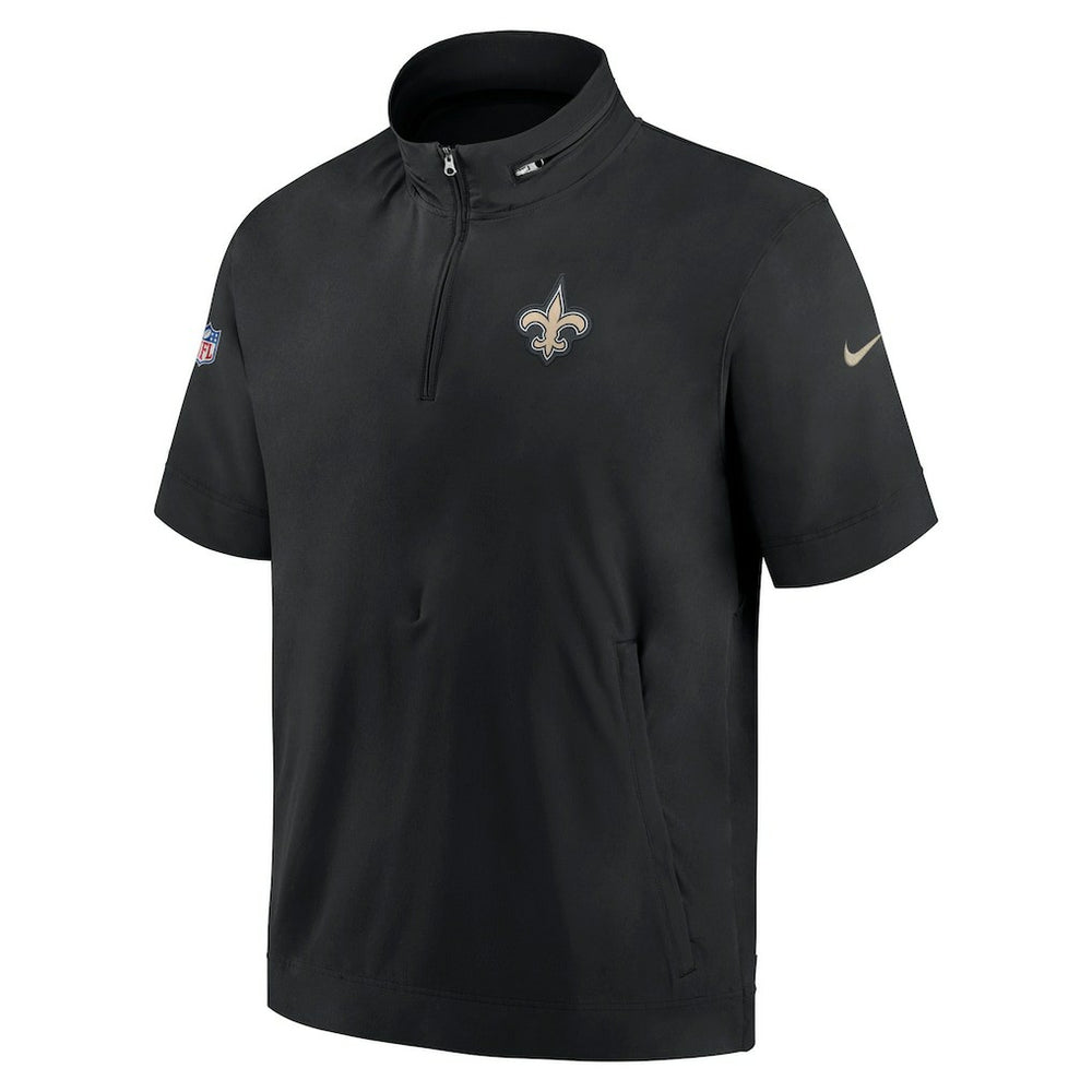 Nike New Orleans Saints Sideline Coach Short Sleeve Hoodie Quarter-Zip Jacket - Black