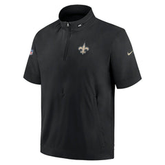 Nike New Orleans Saints Sideline Coach Short Sleeve Hoodie Quarter-Zip Jacket - Black