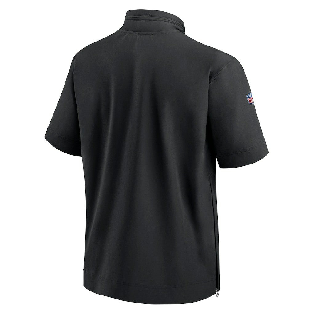 Nike Las Vegas Raiders Sideline Coach Short Sleeve Hoodie Quarter-Zip Jacket - Black