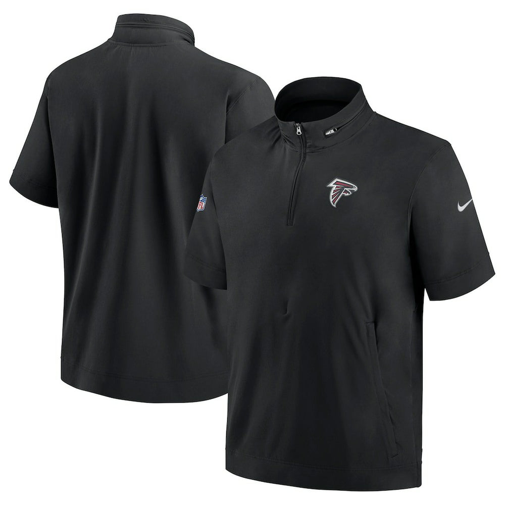 Nike Atlanta Falcons Sideline Coach Short Sleeve Hoodie Quarter-Zip Jacket - Black