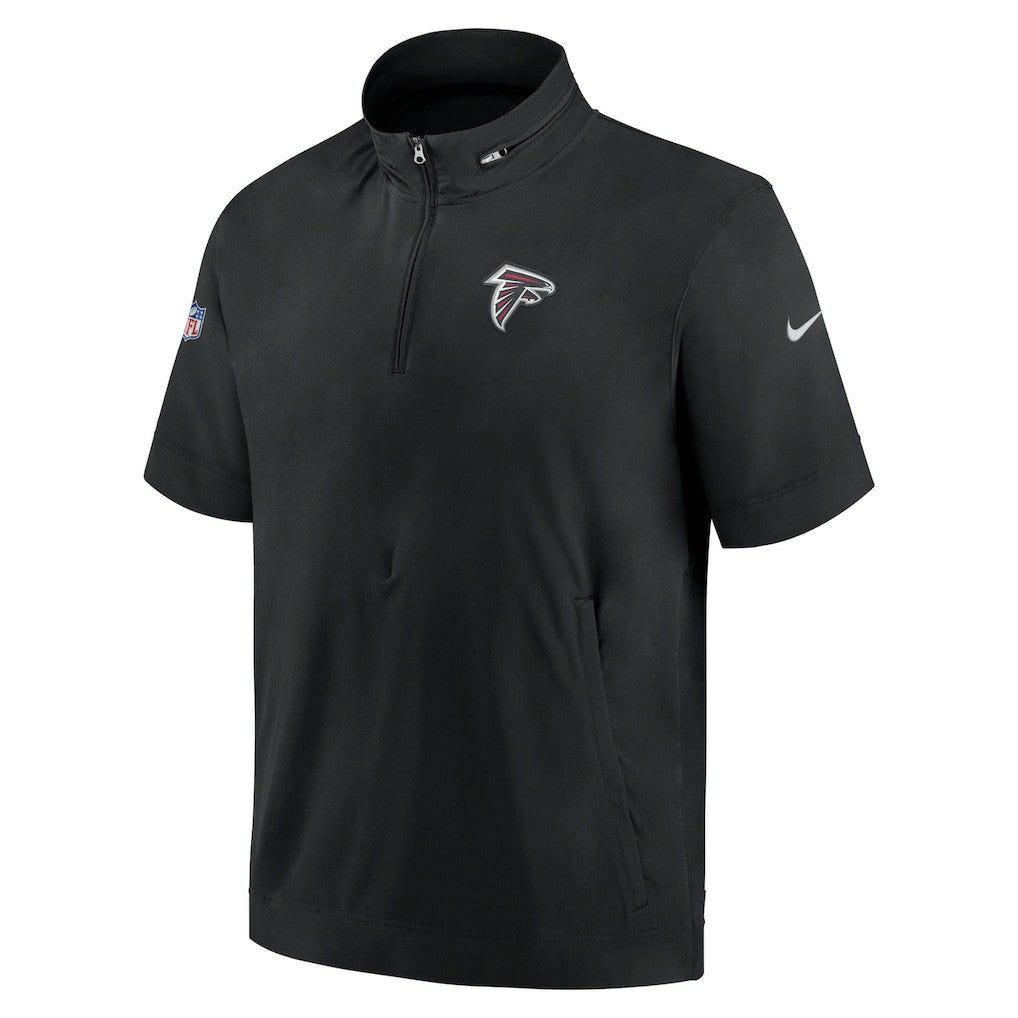 Nike Atlanta Falcons Sideline Coach Short Sleeve Hoodie Quarter-Zip Jacket - Black