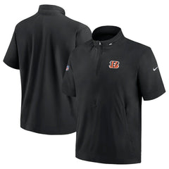 Nike Cincinnati Bengals Sideline Coach Short Sleeve Hoodie Quarter-Zip Jacket - Black