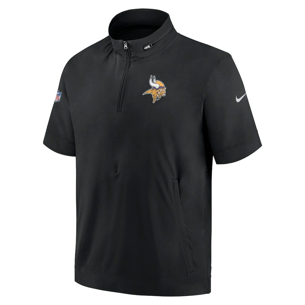Nike Minnesota Vikings Sideline Coach Short Sleeve Hoodie Quarter-Zip Jacket - Black