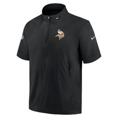 Nike Minnesota Vikings Sideline Coach Short Sleeve Hoodie Quarter-Zip Jacket - Black