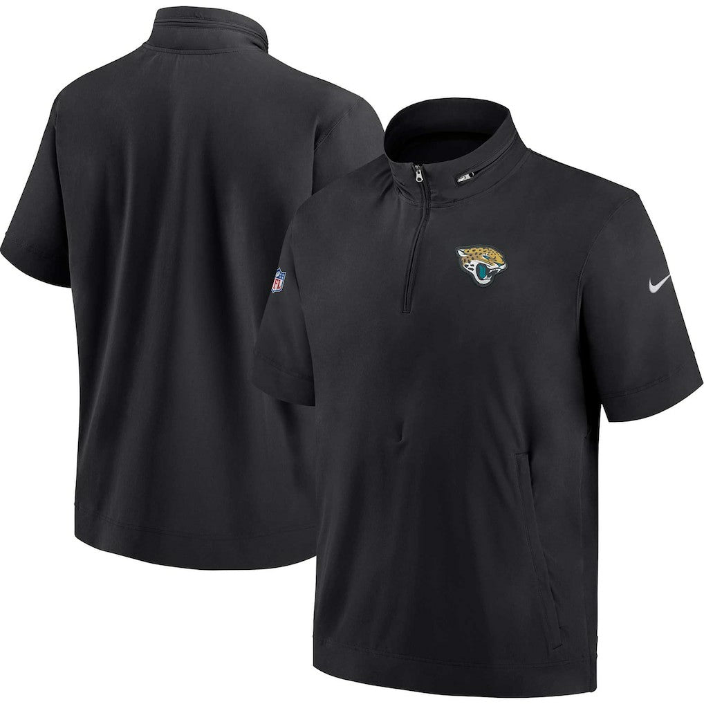 Nike Jacksonville Jaguars Sideline Coach Short Sleeve Hoodie Quarter-Zip Jacket - Black