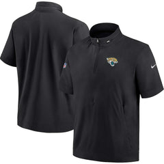 Nike Jacksonville Jaguars Sideline Coach Short Sleeve Hoodie Quarter-Zip Jacket - Black