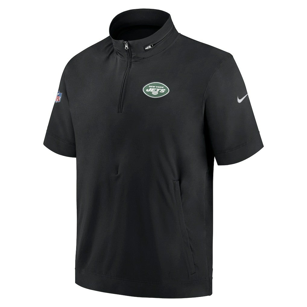 Nike New York Jets Sideline Coach Short Sleeve Hoodie Quarter-Zip Jacket - Black