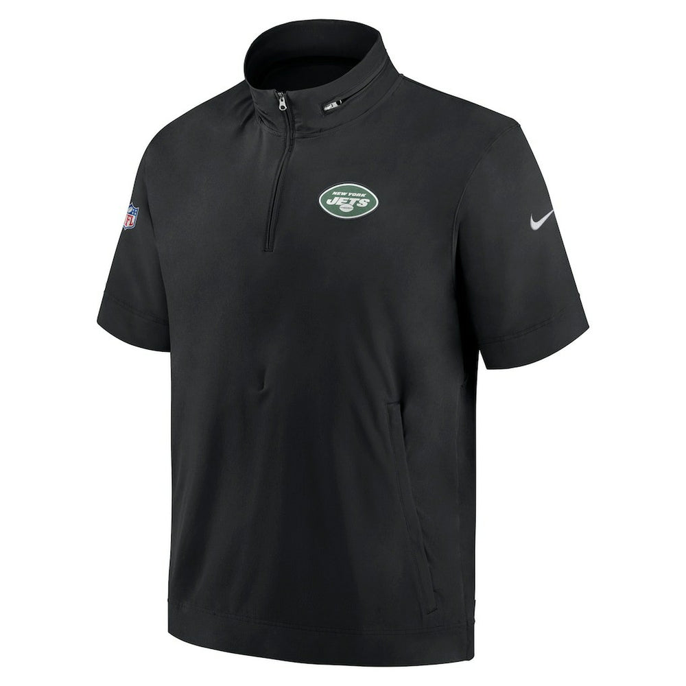 Nike New York Jets Sideline Coach Short Sleeve Hoodie Quarter-Zip Jacket - Black