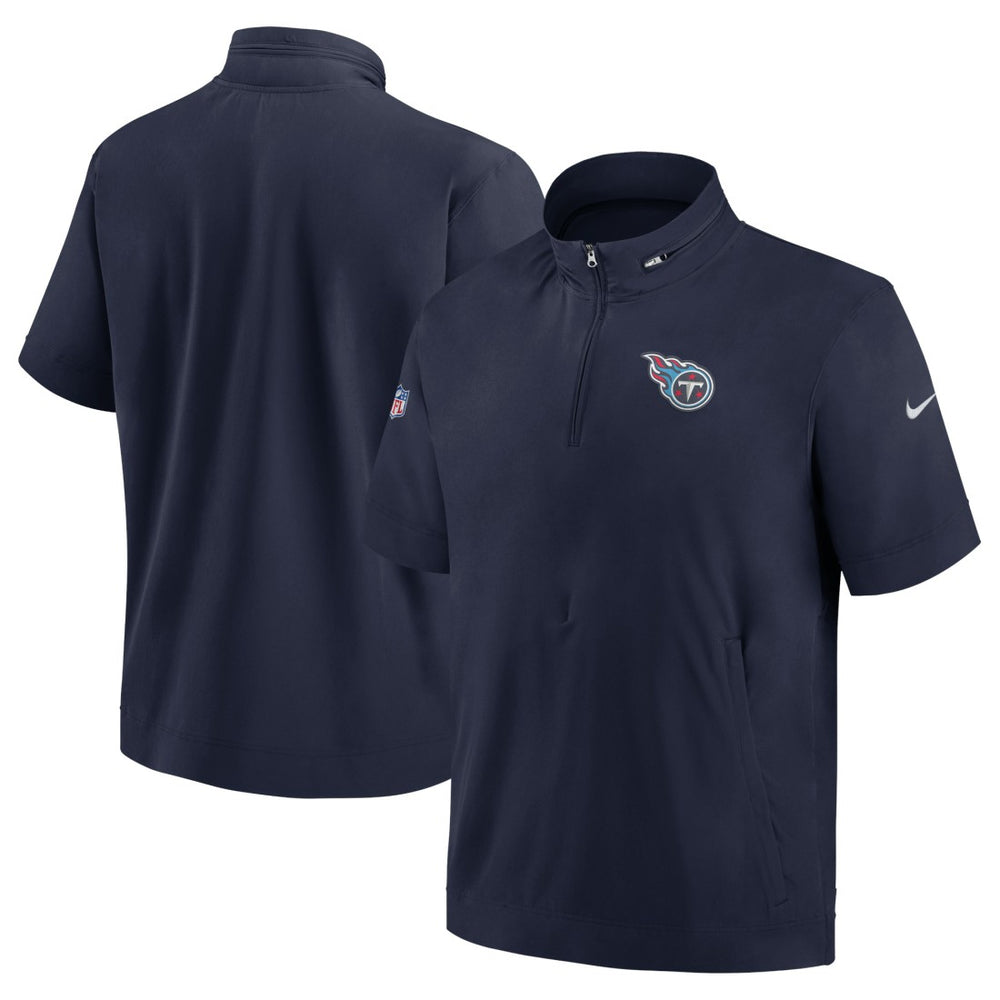 Nike Tennessee Titans Sideline Coach Short Sleeve Hoodie Quarter-Zip Jacket - Navy