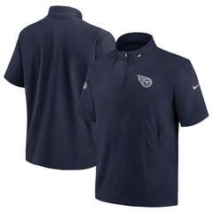 Nike Tennessee Titans Sideline Coach Short Sleeve Hoodie Quarter-Zip Jacket - Navy