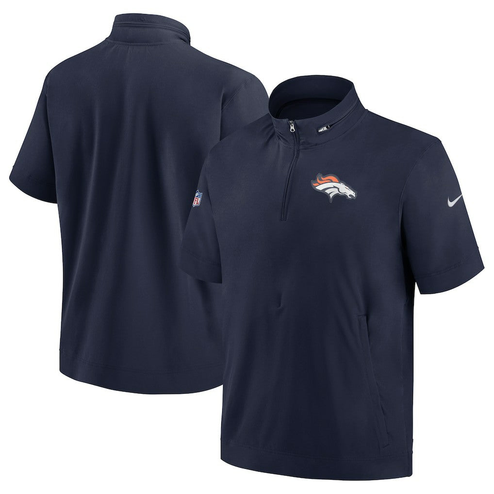Nike Denver Broncos Sideline Coach Short Sleeve Hoodie Quarter-Zip Jacket - Navy