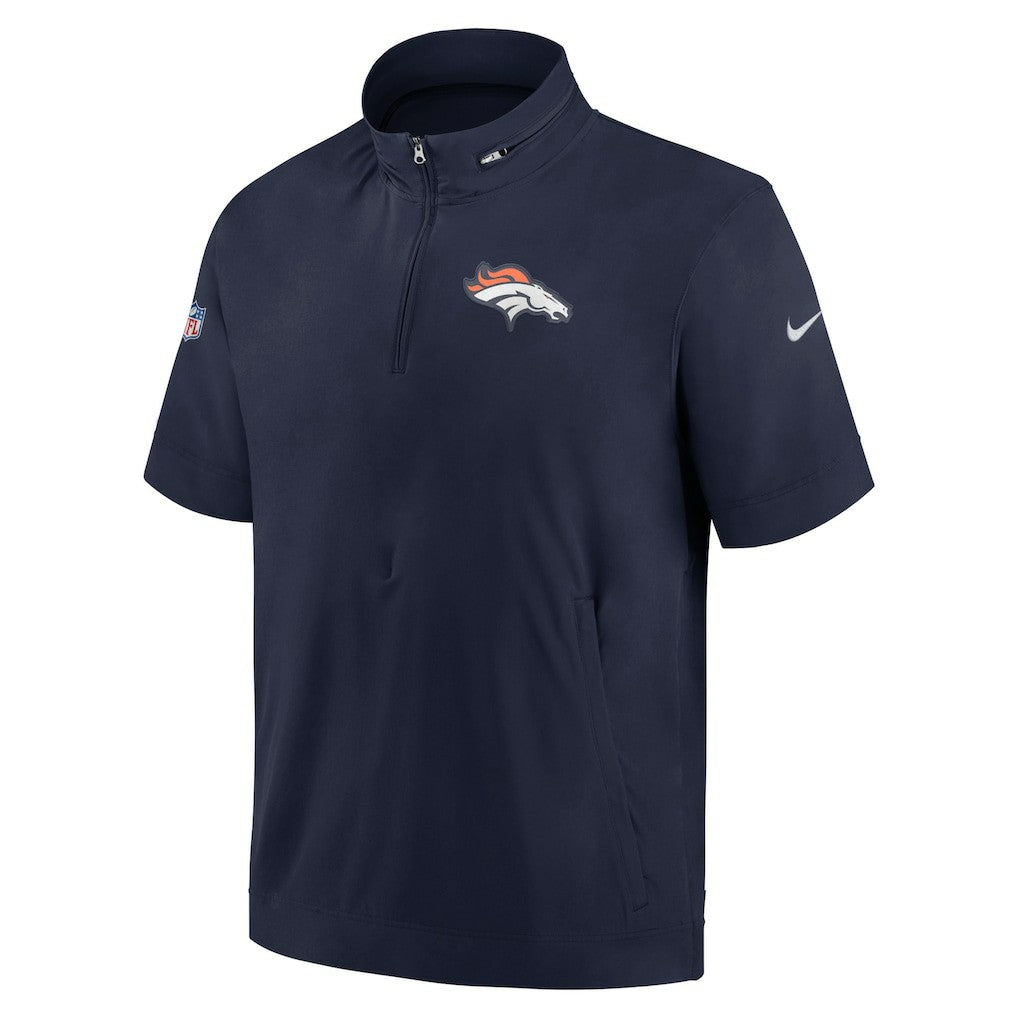 Nike Denver Broncos Sideline Coach Short Sleeve Hoodie Quarter-Zip Jacket - Navy