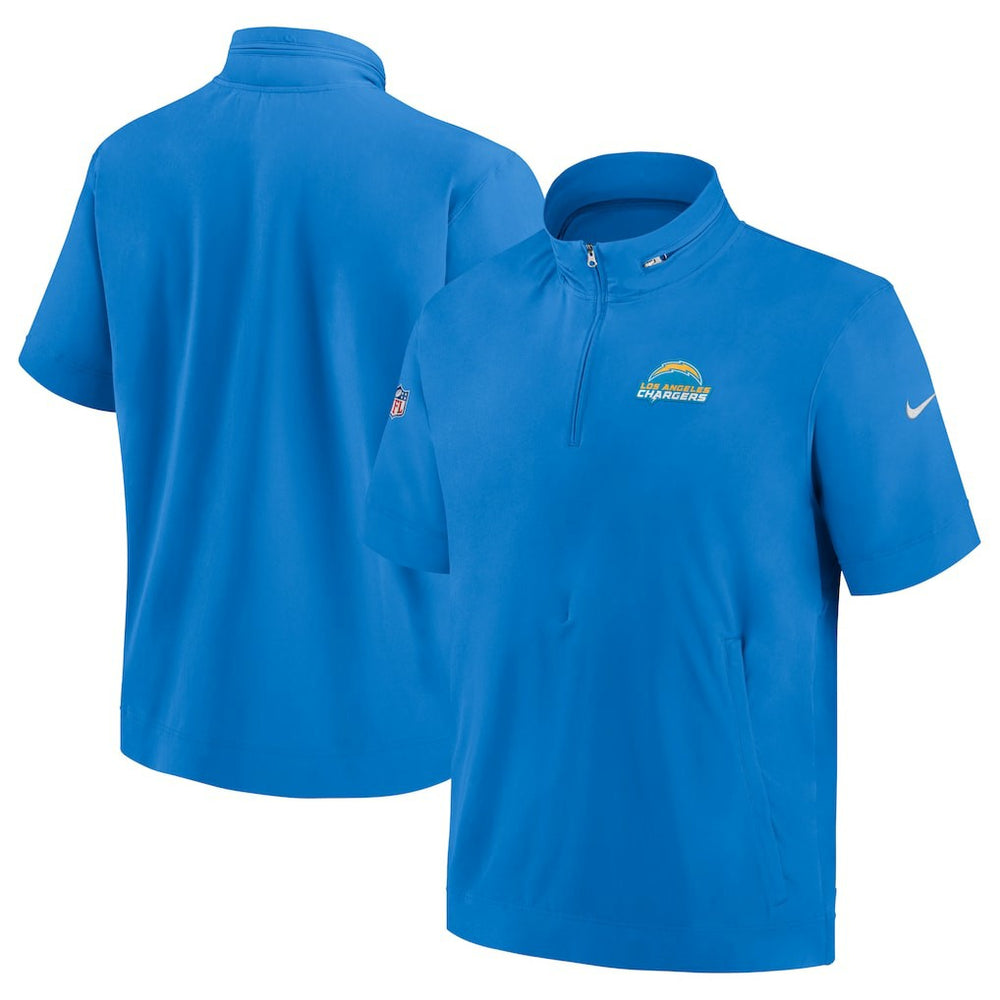 Nike Los Angeles Chargers Sideline Coach Short Sleeve Hoodie Quarter-Zip Jacket - Powder Blue