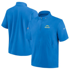 Nike Los Angeles Chargers Sideline Coach Short Sleeve Hoodie Quarter-Zip Jacket - Powder Blue