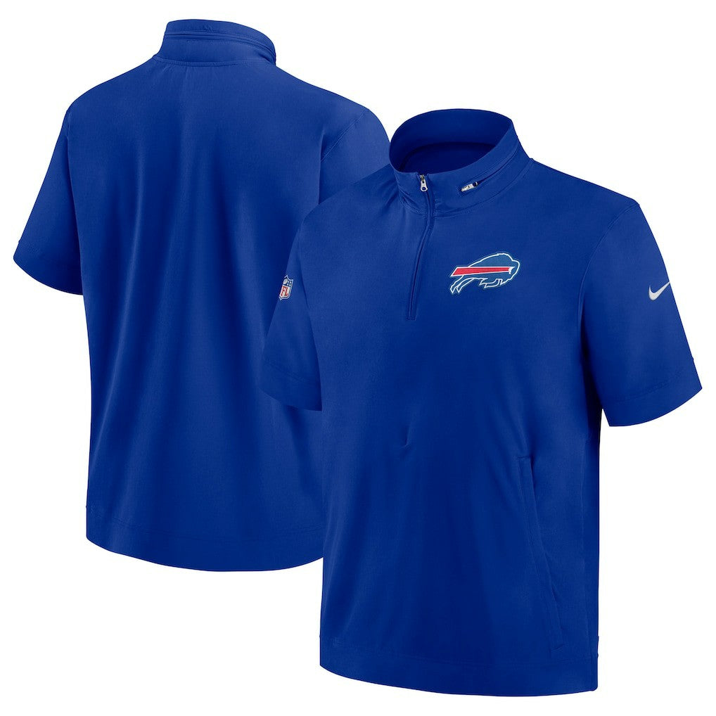Nike Buffalo Bills Sideline Coach Short Sleeve Hoodie Quarter-Zip Jacket - Royal