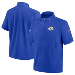 Nike Los Angeles Rams Sideline Coach Short Sleeve Hoodie Quarter-Zip Jacket - Royal