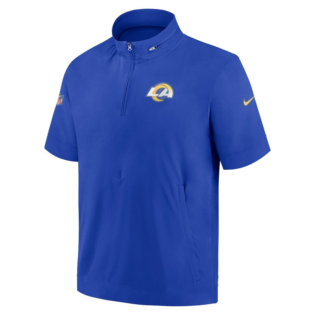 Nike Los Angeles Rams Sideline Coach Short Sleeve Hoodie Quarter-Zip Jacket - Royal