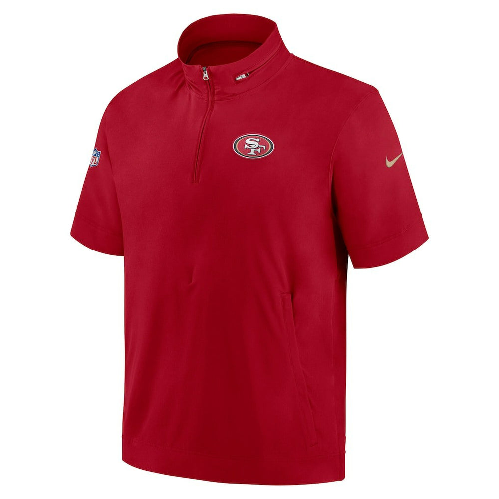 Nike San Francisco 49ers Sideline Coach Short Sleeve Hoodie Quarter-Zip Jacket - Scarlet