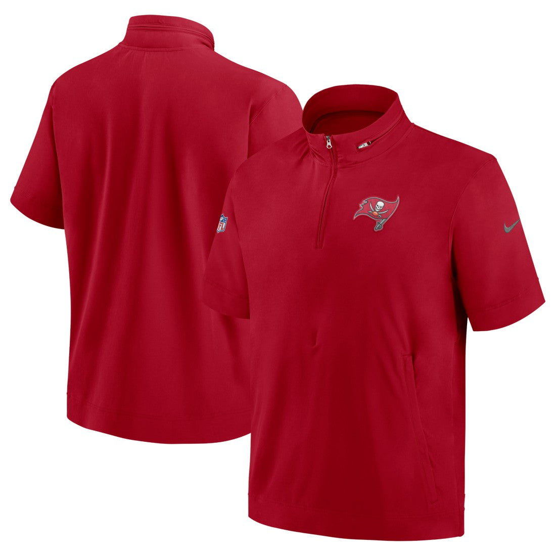 Nike Tampa Bay Buccaneers Sideline Coach Short Sleeve Hoodie Quarter-Zip Jacket - Red