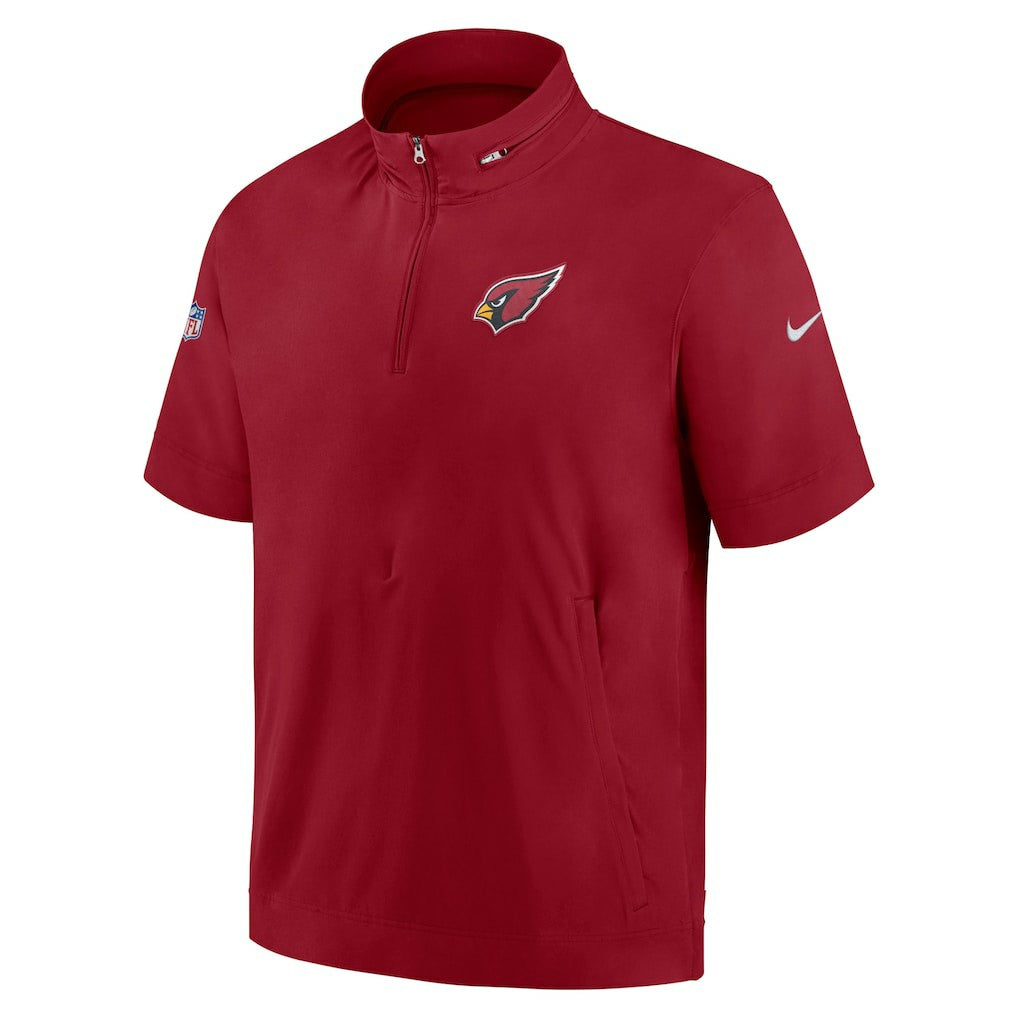 Nike Arizona Cardinals Sideline Coach Short Sleeve Hoodie Quarter-Zip Jacket - Cardinal