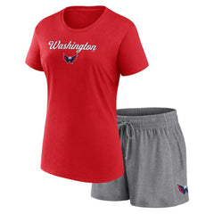 Washington Capitals Fanatics Women's Script T-Shirt & Shorts Set - Red/Heather Gray - NHL 5025687